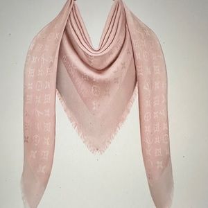 Authentic Louis Vuitton, Light Pink, Silk & Wool Shawl, with Timeless LV LOGO